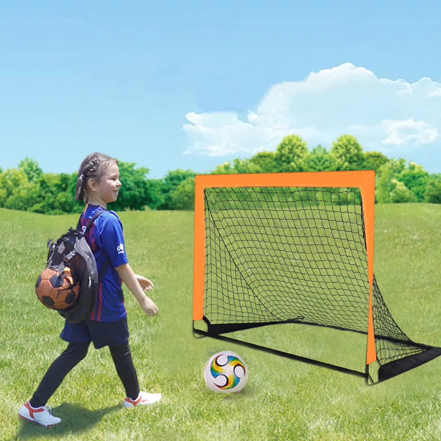 2pc Soccer Goal Nets Mini Pop up Folding Portable Football Soccer Goals Twin Goal