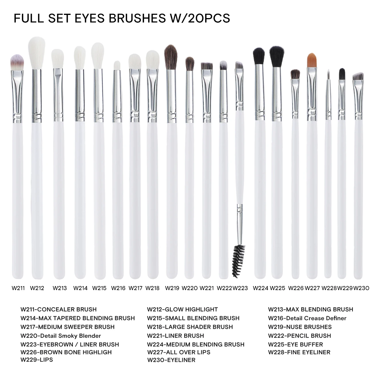 HMU Low MOQ Custom Logo White Silver Synthetic Hair Vegan Material Makeup Single Flat Eye Brow Eyebrow Brush With Logo