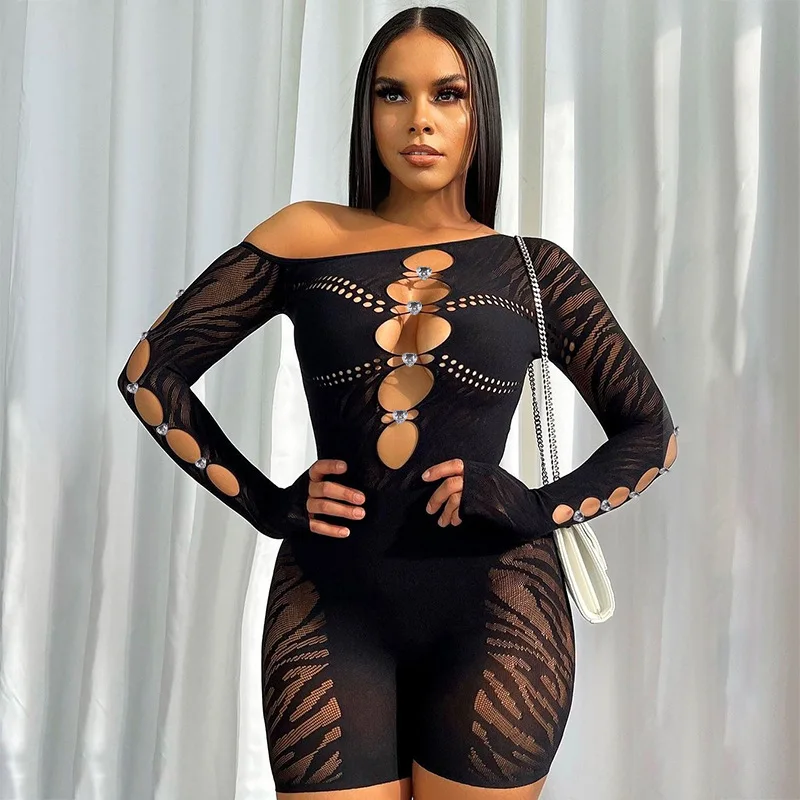 New Sexy And Fashionable Gaming Server Irregular Shoulder Jumpsuit Party Hollowed Out Jumpsuit For Women