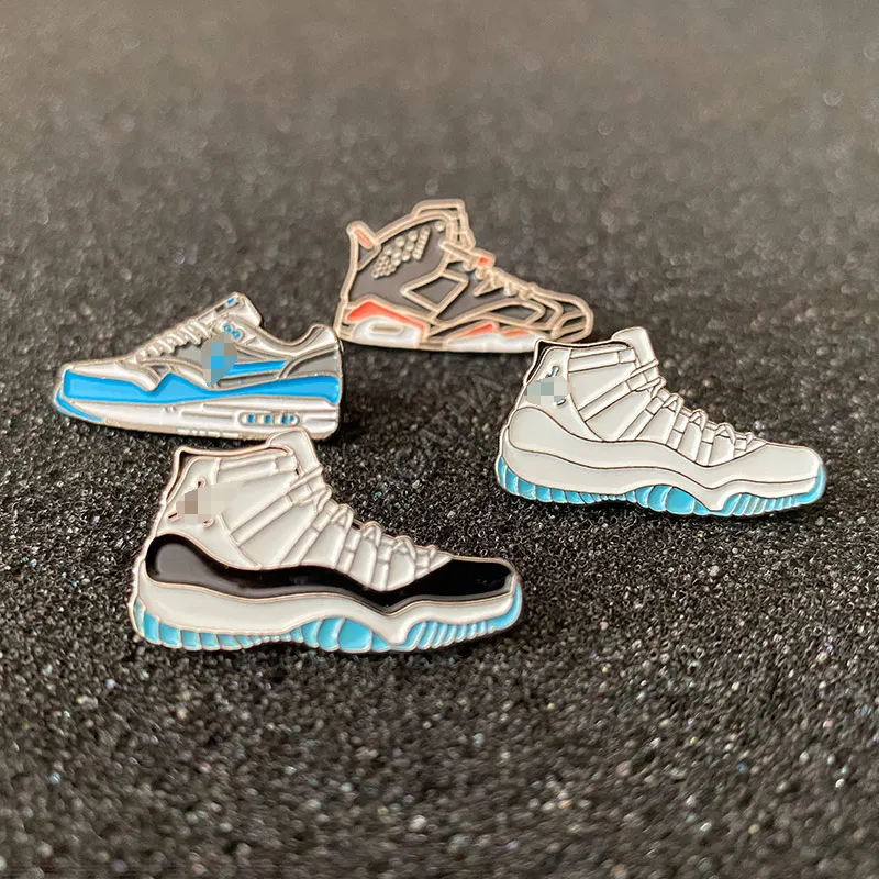wholesale sports shoe metal black hard designer brooch custom lapel enamel sneaker pins