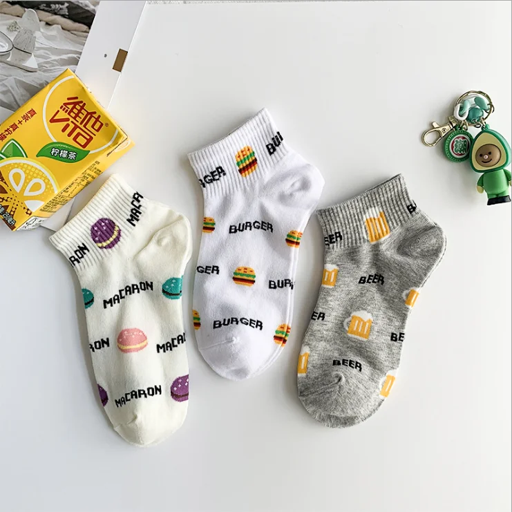 HF Summer socks new fast food series hamburger fries cartoon short tube alphabet socks