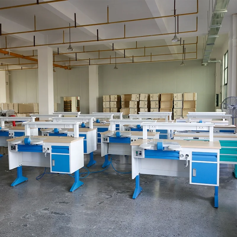 Customized Color Dental Lab Furniture Two Double Person Work Bench