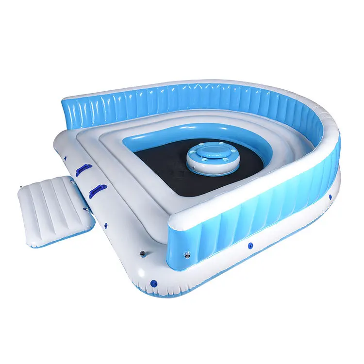 Custom Inflatable Floating Island 6 Person Backrest Water Sofa Outdoor Drifting Inflatable Dock Platform