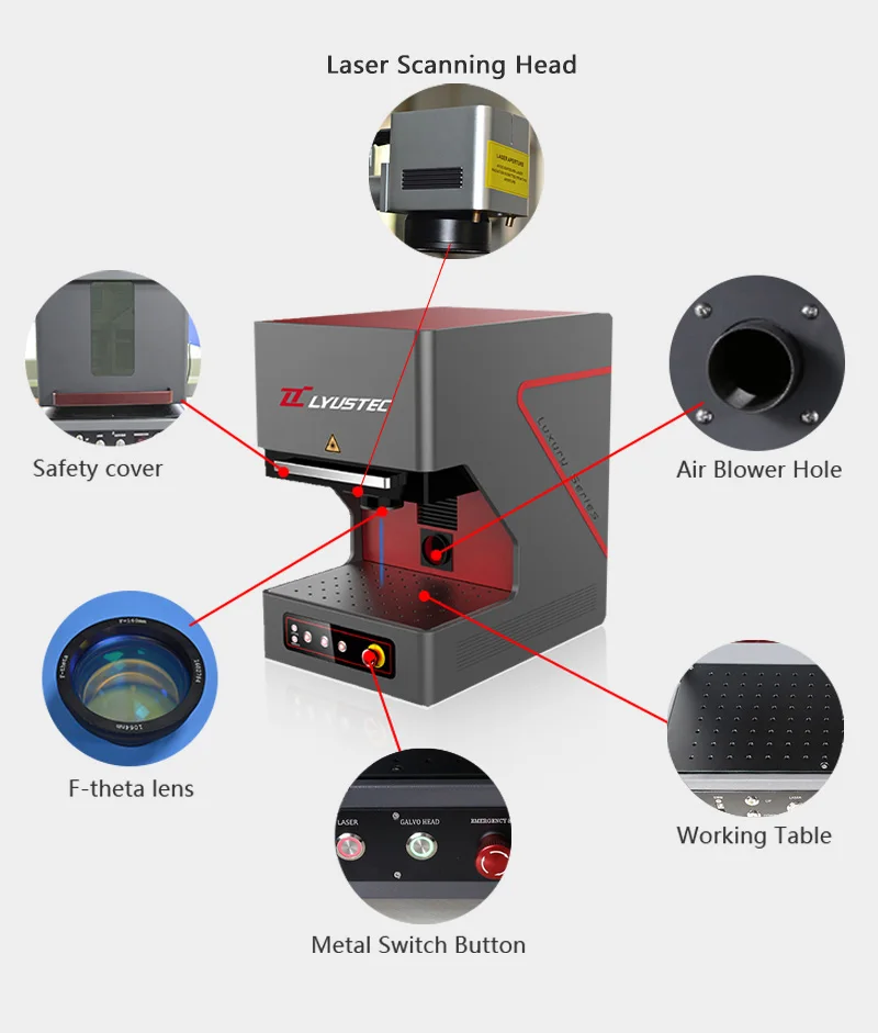 
20W Laser Printing Equipment Portable Plastic Fiber Laser Marking Machine for Photo 
