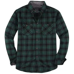 Men casual regular fit plaid shirts 100cotton long sleeve heavy weight thick thermal flannel shirt