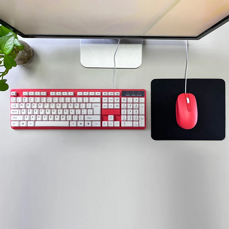 New Trends Beautiful Colors USB office business wired keyboard and mouse kit combo set teclado clavier for PC