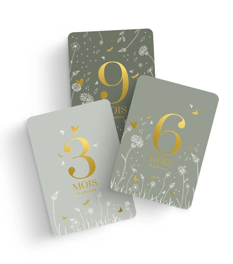 Wholesale Newborn Gold Foil First Year Paper Neutral Colours Baby Milestone Card Set