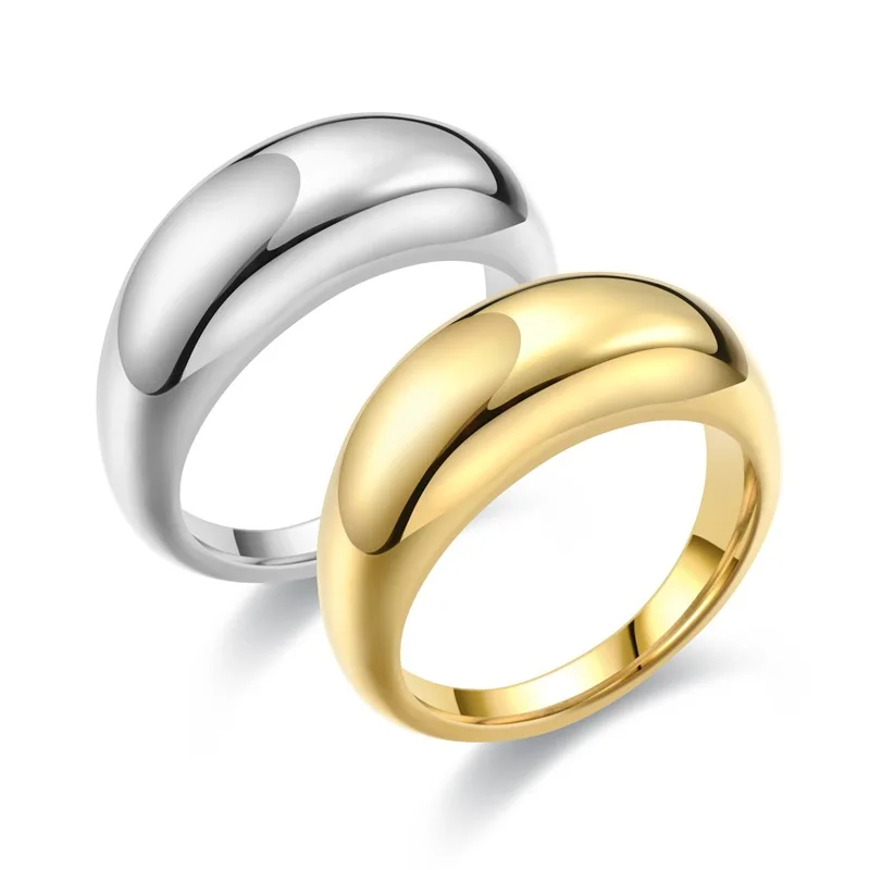 ODM Anillos Acero Inoxidable New Fashion Simple High Polished Couple Jewelry Gold Vermeil Ring
