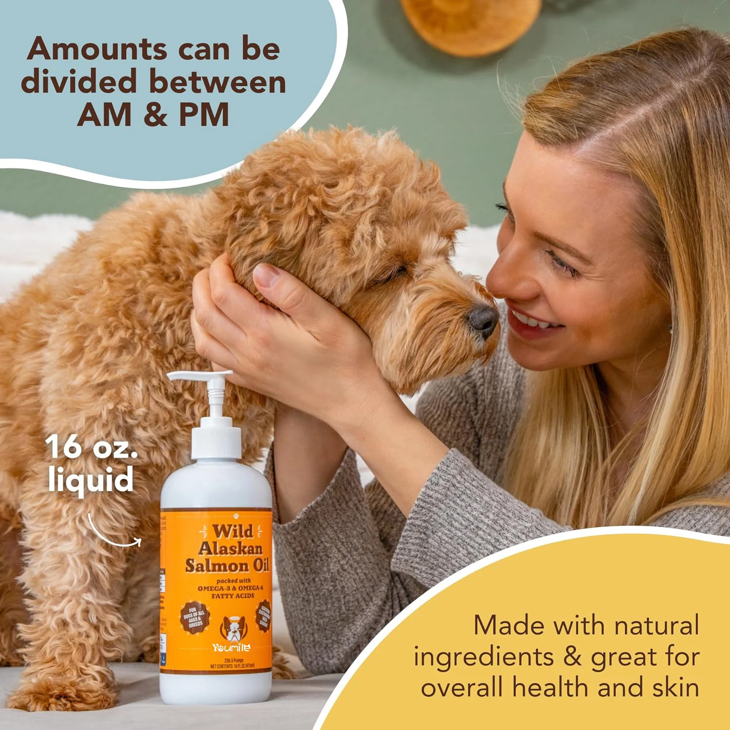Wild Alaskan Salmon Oil for Dogs - Omega-3 for Dogs - Pet Liquid Food Supplement - Dogs and Cats supplement