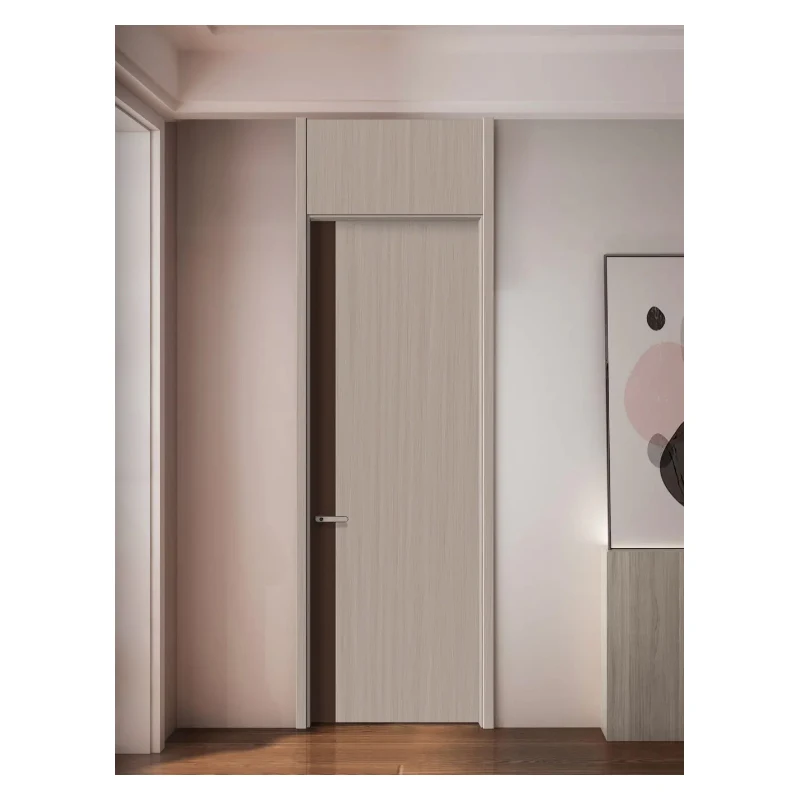 European Design  Wood Sliding Pocket Door Interior Wood Door with Black Frame Hidden Door Kit for Outdoor Application