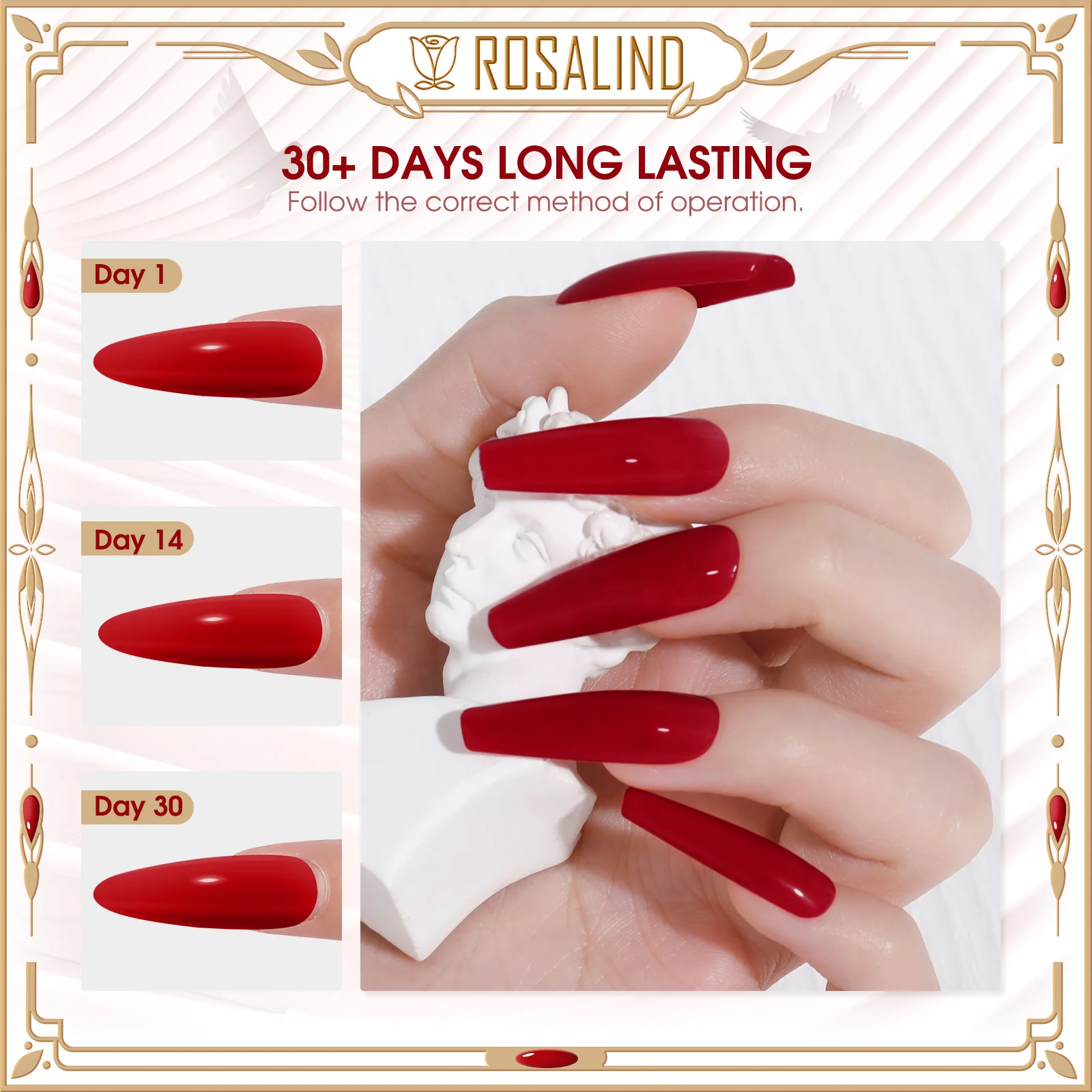 ROSALIND nail product wholesale custom bottles logo red glitter fall winter all color lacquered uv gel varnish nail polish set