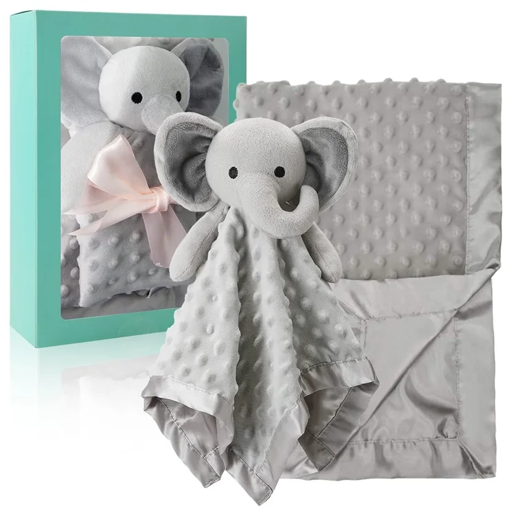 Zhejiang Blanket Lovey Unisex Gifts Baby Blanket With Plush Toy Snuggle Elephant Stuffed Animal Security Blankets for Newbo