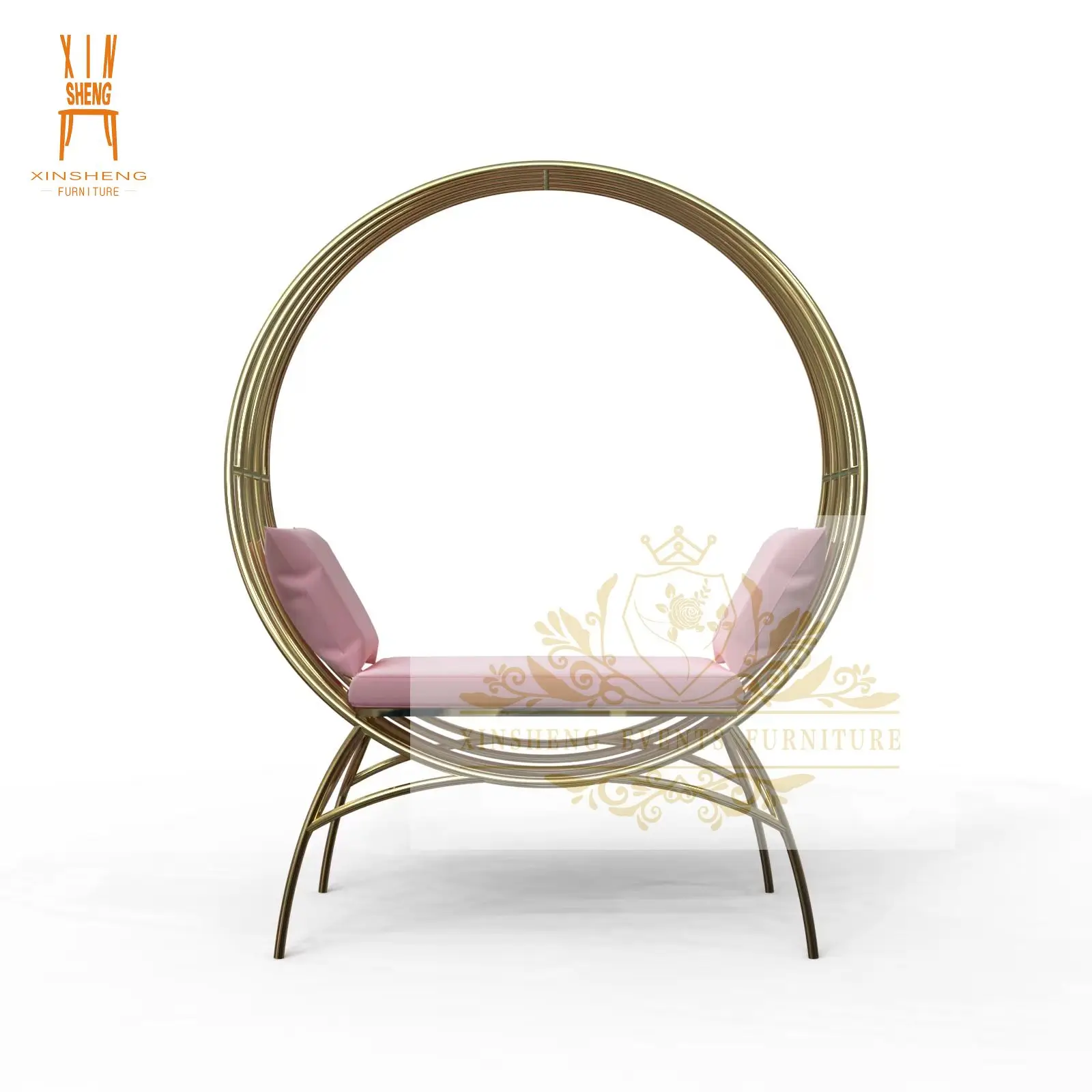 New Arrival Luxury Stainless steel Event Royal Gold Wedding Sofa