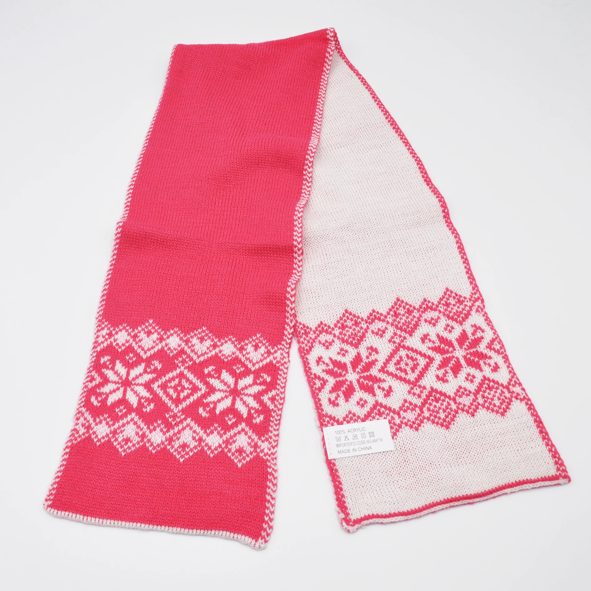 Custom Pattern Acrylic Knit Scarf Soft Jacquard Thick Woman Winter Scarf Warm Knitted Scarf