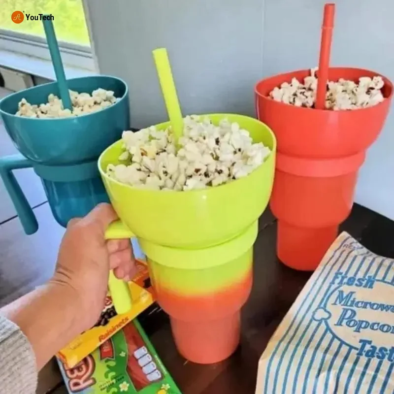 2 In 1 Multifunction Color Changing Snack Drink Cup With Straw
