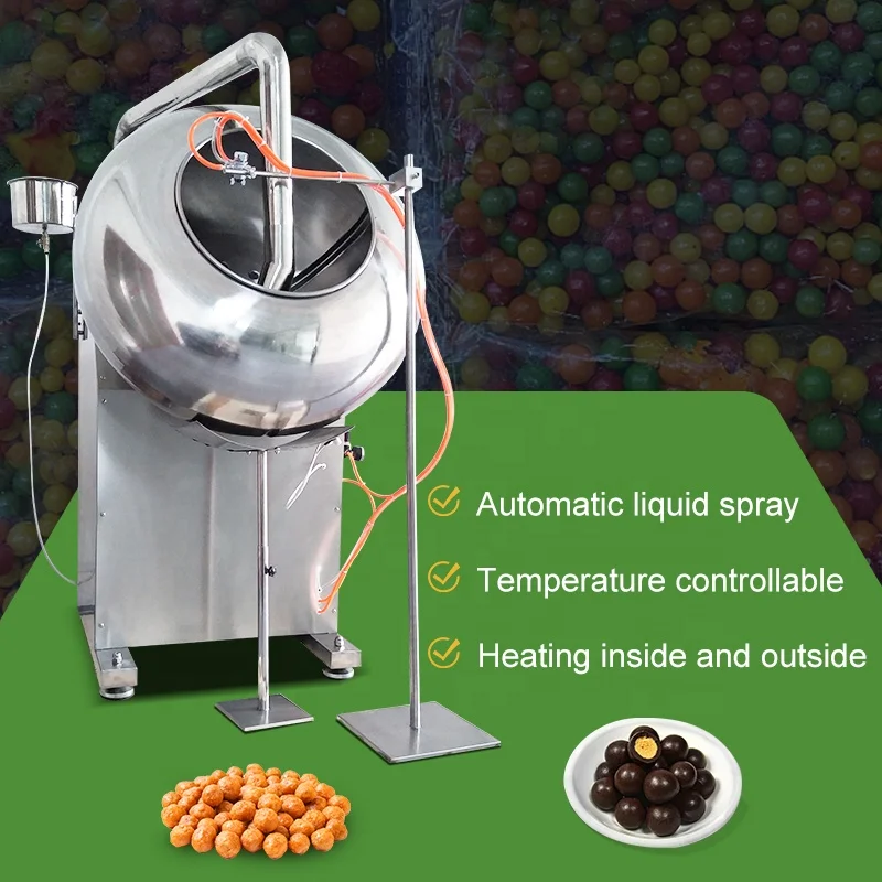 Commercial Table Top Sugar Bean Small Chocolate Candy Enrobe Round Pan Coater Industrial Coating Machine