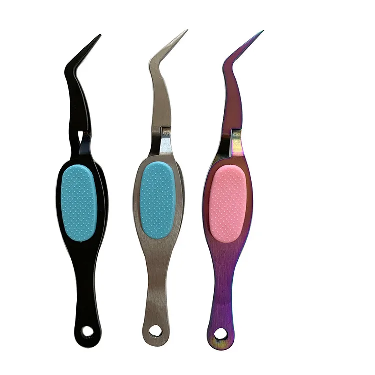 Private label precise stainless steel cross lock silicone touch tweezers for eyelash extension