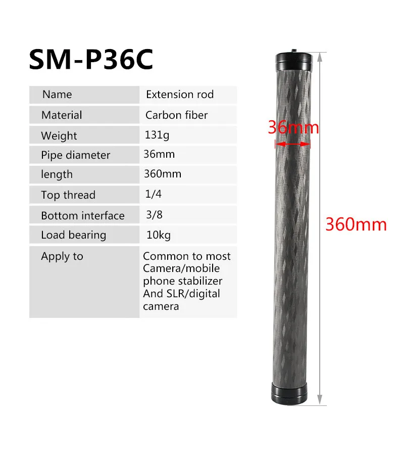 Photography Camera Aluminum Selfie Stick Carbon Fiber Extension Rod Telescopic Pole For FeiYu Zhiyun Gimbal Stabilizer Accessory