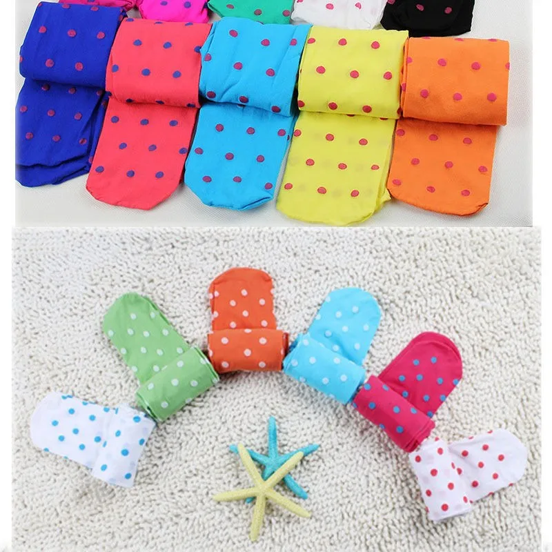 1 Pair New Cute Kawaii Lovely Child Girls Kids Footed Heart Dots Tights Stockings Ballet Solid Candy Colors Tights
