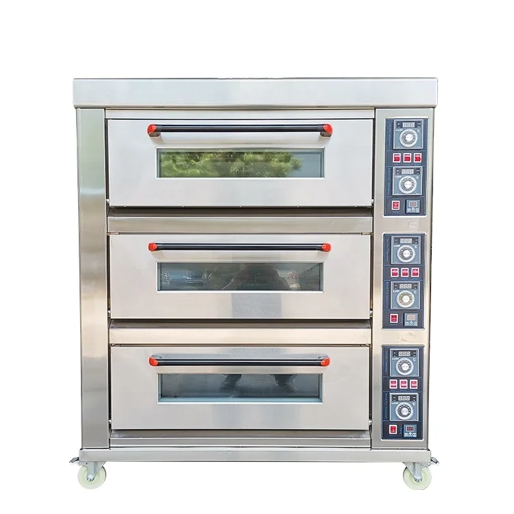 3 deck 6 trays commercial kitchen oven bakery machine equipment baking bread cake