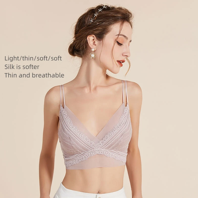 New Girl Lace Hot Sexy Fancy Lady silk underwear sexy black silk bra ice silk seamless bra