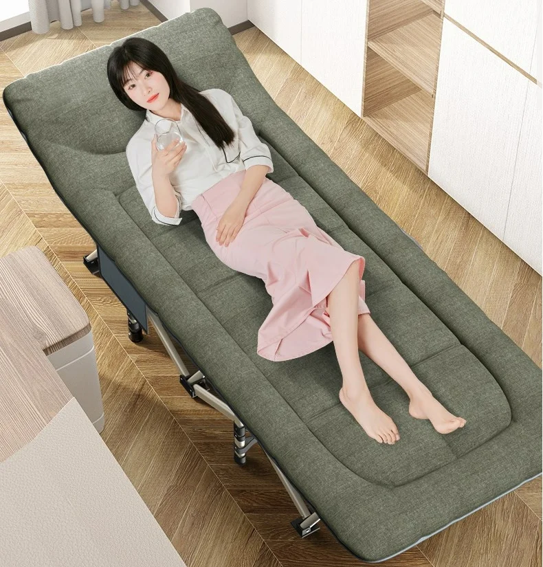 Portable Lightweight Single Easy Carrying  Portable Foldable Bed Camping Cot Bed with Mattress and Pillow