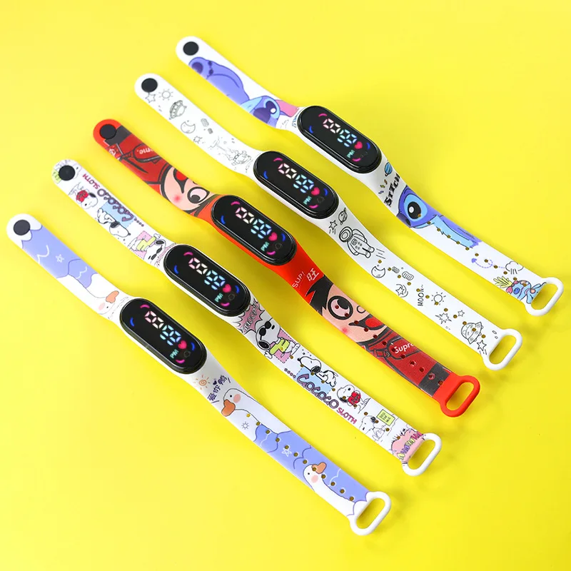 Color Printing Kids Digital Watches Sport Watch Customized Wholesale Silicone High Quality Kids LED Children Wrist Children Oval