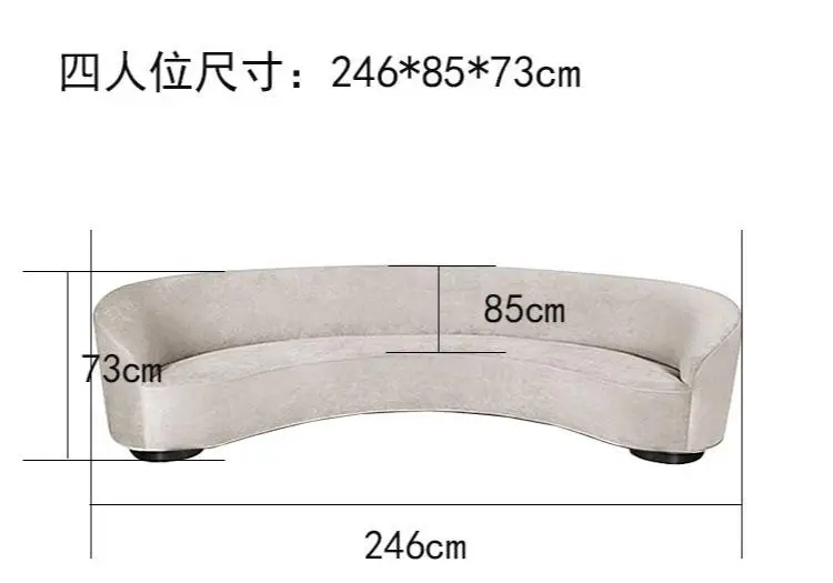 Fabric modern living room curved sofa half round circle sofa wood frame waiting sofa reception