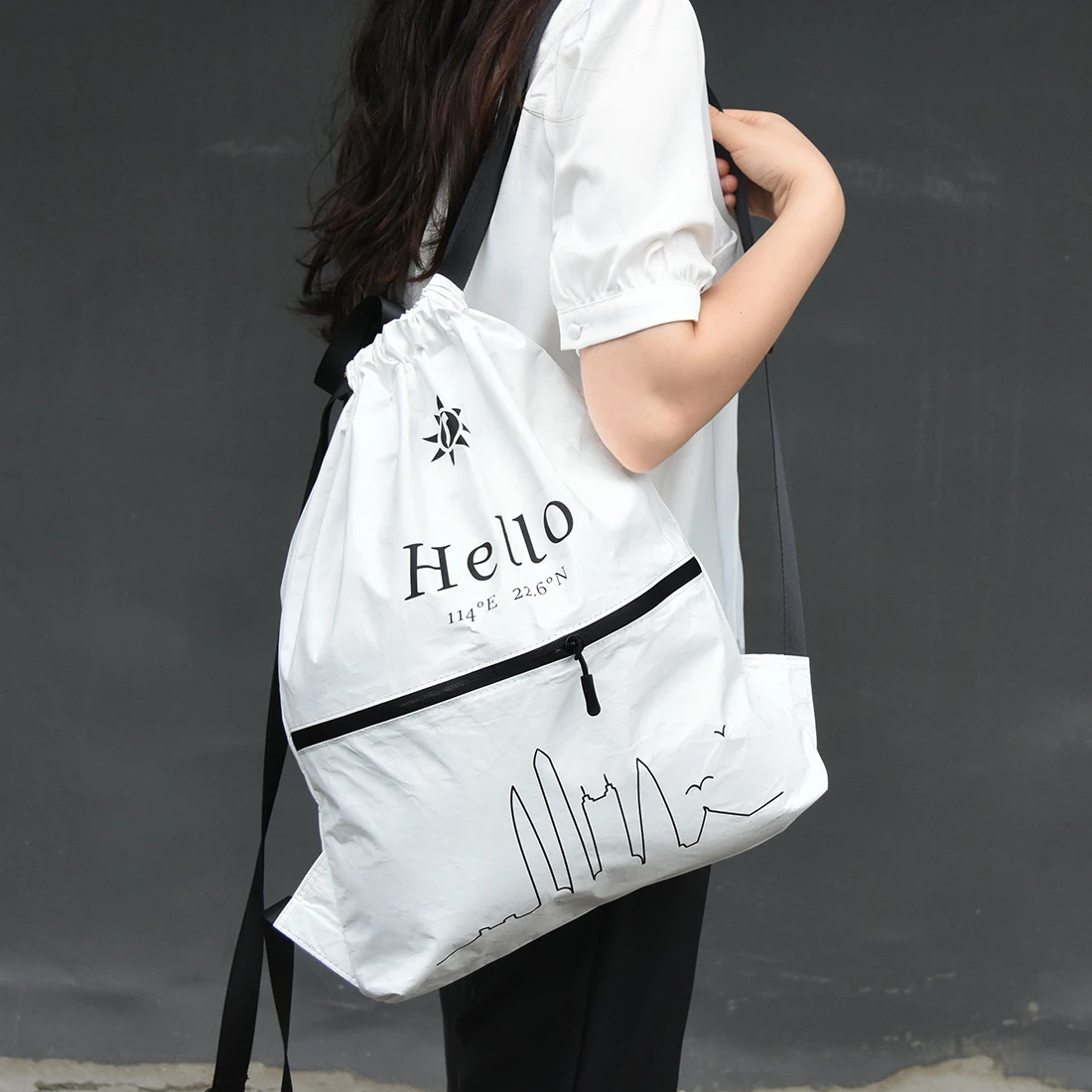 Customized Waterproof Casual Drawstring Organizer Multifunctional Wash Bag DuPont Paper Sports Gym Bag