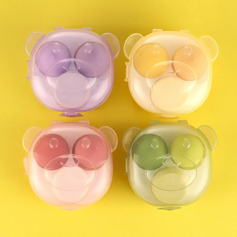 3PCS Beauty egg cosmetic blender customize make up sponge private label latex free bear box makeup sponge set