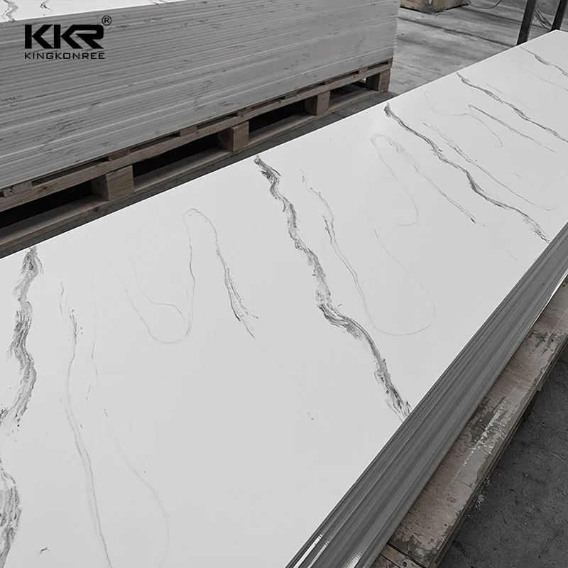 Acrylic solid surface sheets Artificial marble black pattern and white sheet Solid surface wall paneling