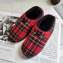 2022 New black and red plaid fashion atmosphere ladies home leisure warm lovers cotton slippers