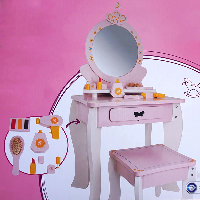 TS  Kids  Princess Make Up Dressing Table with Stool for Girls Makeup Vanity Desk
