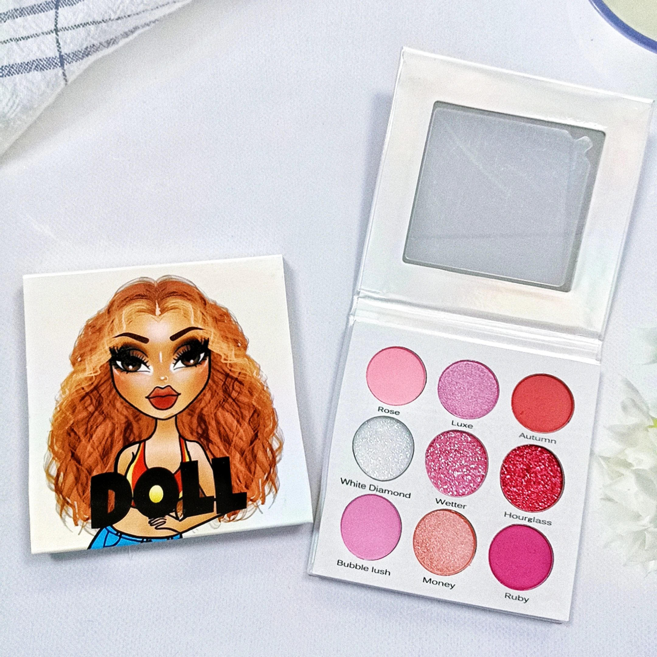 Bestselling 9 Eye Shadow Palette Custom your own brand colors, square microgloss makeup, rich pigments, low MOQ, no label, fast