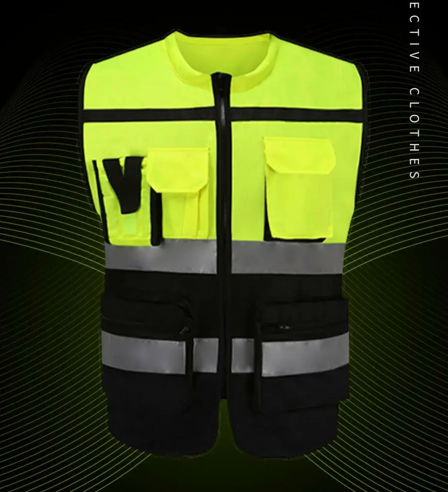 Construction Safety Vest Reflective Zipper Suit Workwear Car Driving School Environmental Sanitation High Visibility Better