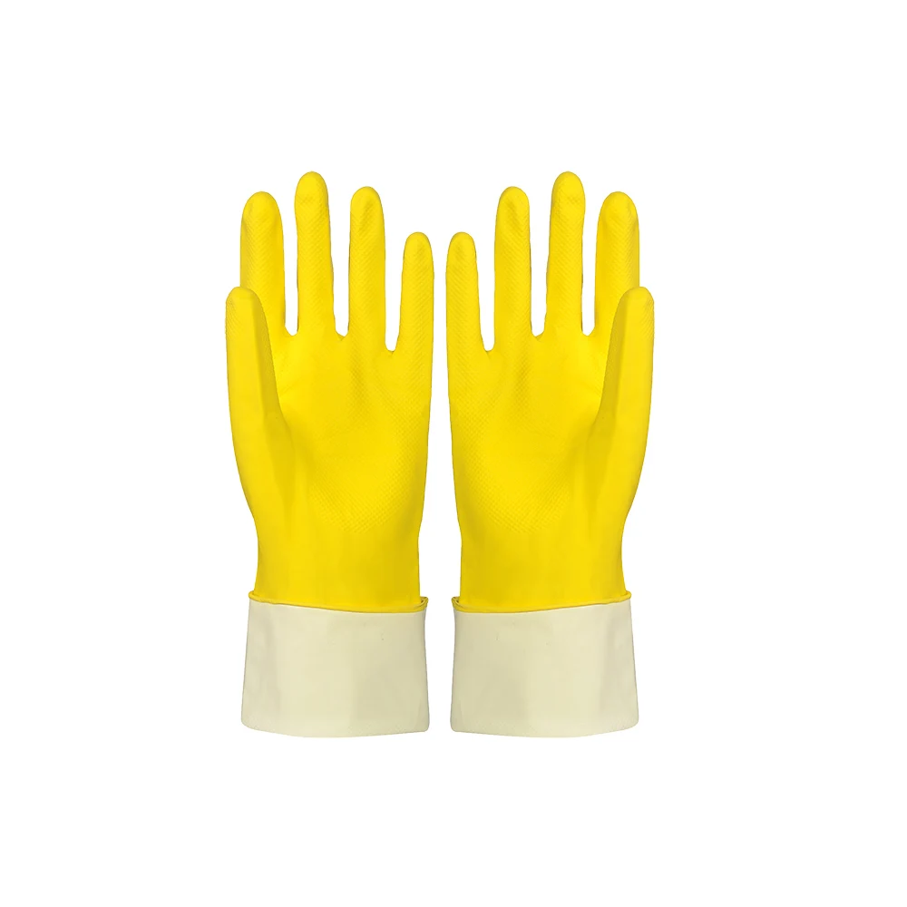 Yellow Food Safe Long Cuff Kitchen Cleaning Bulk Nitrile Gloves - Vibrant yellow food-safe nitrile gloves  in bulk packaging