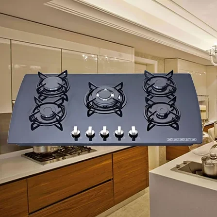 Modern Novel Design Hotel Gas Stove European Gas Stove with Prices Mirror Glass 5 Oven Gas Stovelow Price Best Welcome Fashion