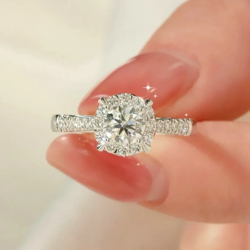 Real D Color Fashion Ring 18k White Gold Plated 925 Silver Ring With Vvs1 Moissanite Diamond Custom Promise Rings