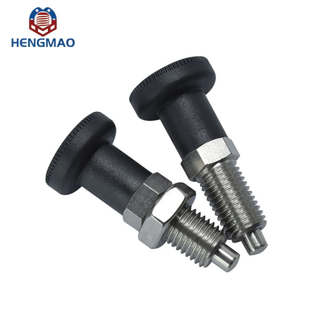 Hot Sale CNC Zinc Black Plated Plastic Handle Head Reset and Locking  Indexing Plungers With Hex Nut