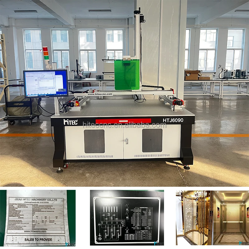 100W 200W Air cooling gantry type fiber laser marking machine for elevator steel engraving and etching to decorative elevator