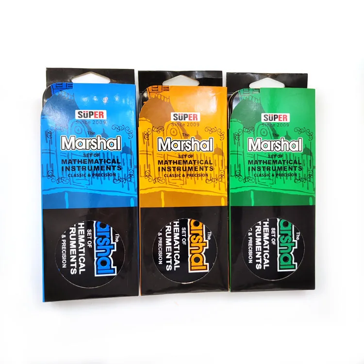 Bulk Cheap Super Quality Marshal Math Set in Tin Box 9pcs Geometry Drawing Tools Kit of Rulers and Compass for School Students