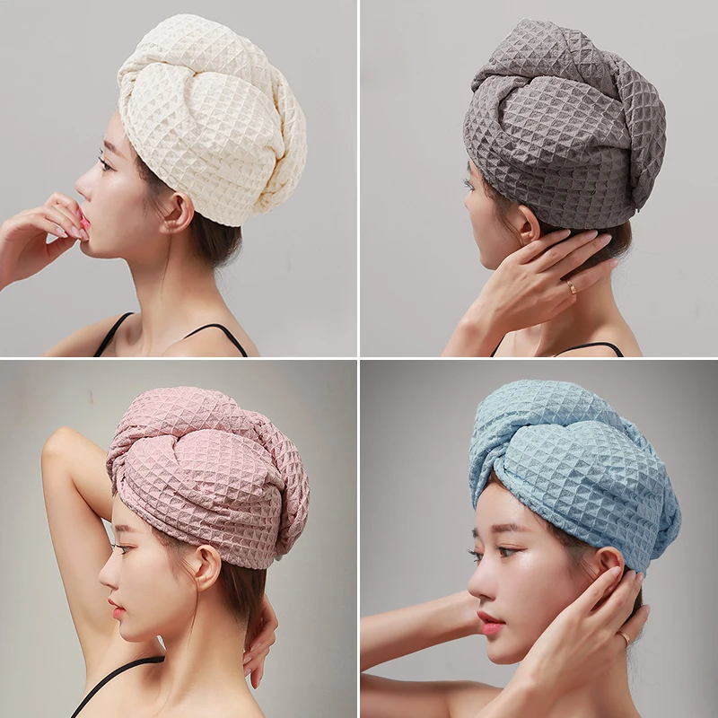 2022 Top selling high quality low MOQ big square waffle microfiber hair wrap towel