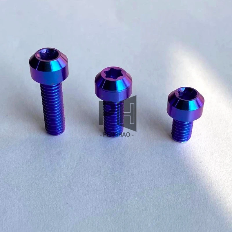 Six Lope Plum Baut Titanium Sekrup Torx Head Ti Bicycle Titanium Alloy Screw Titanium Bolts M6 for Bicycle Motorcycle