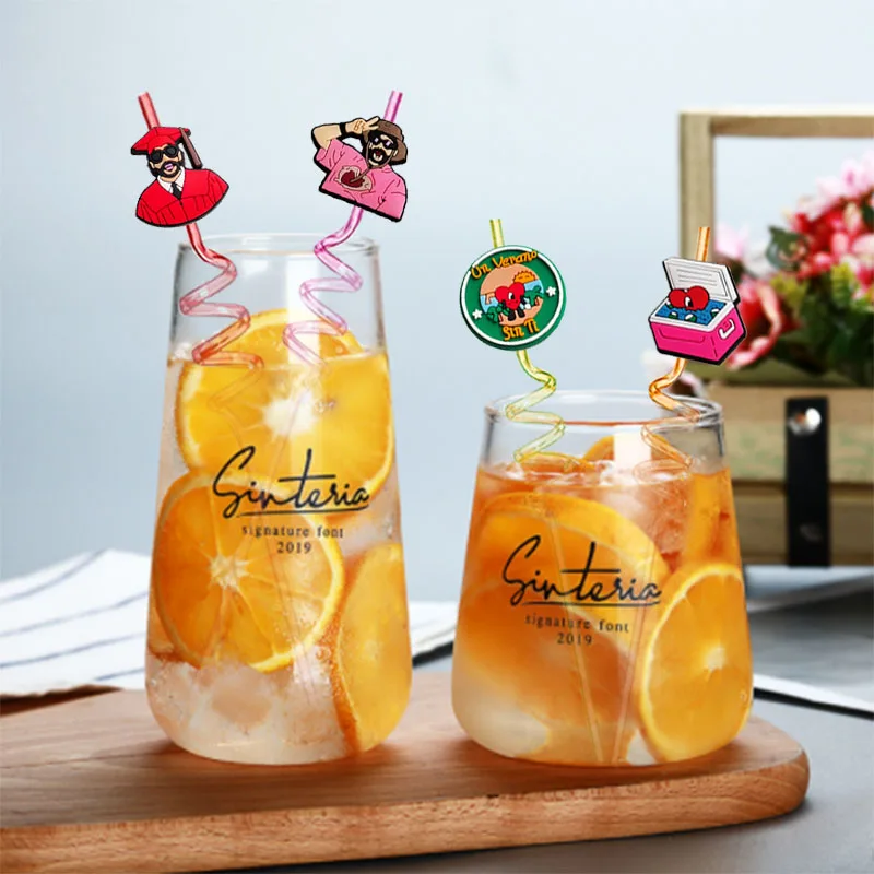 Wholesale Customized PVC Cute Croc Bar Accessories DIY PVC Drinking Straw Toppers