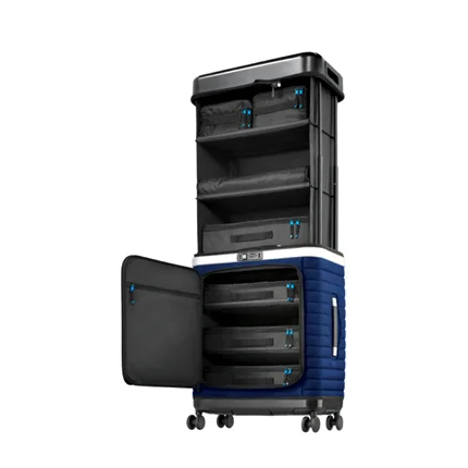 Mobile closet manufacturer pull up travel foldable estate blue hand luggage suitcases for man