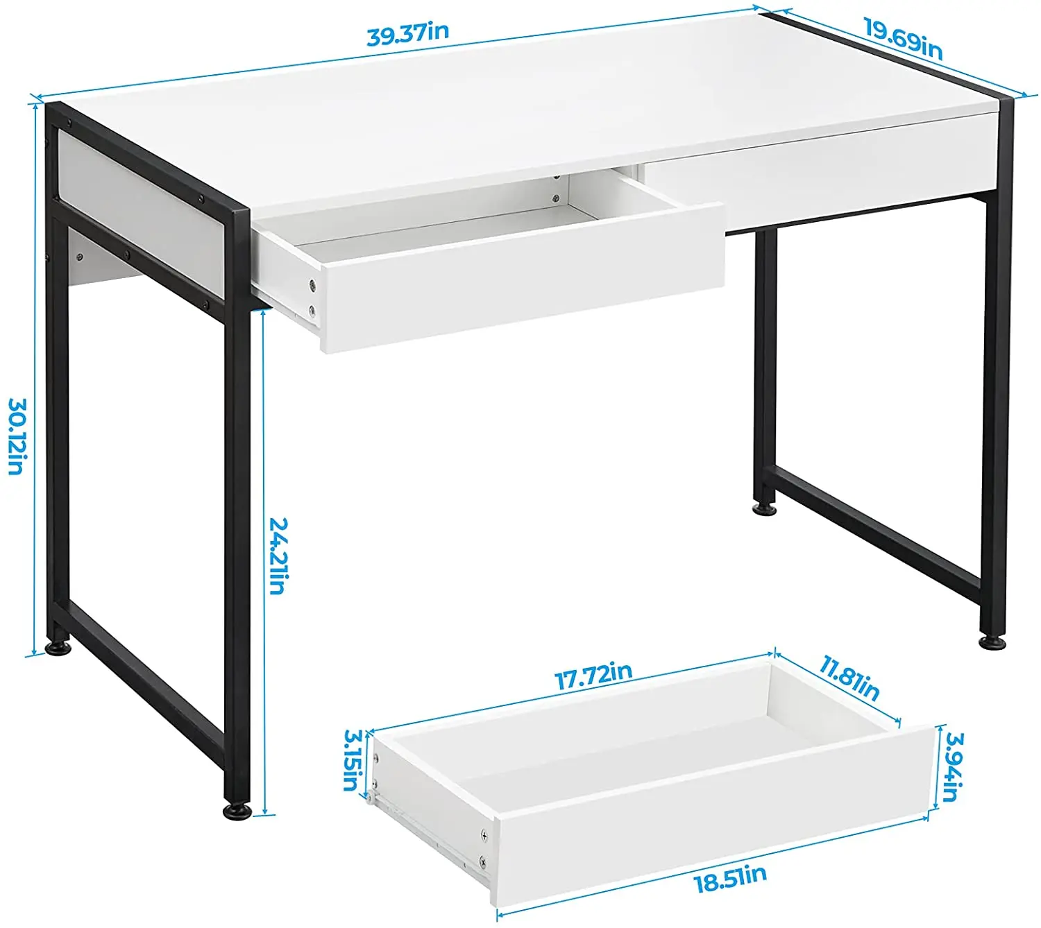 Modern Stylish Home Office Desk Make-Up Vanity Table with 2 Storage Drawers