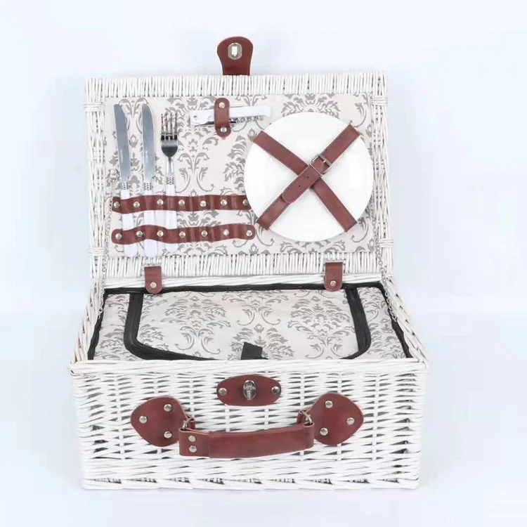 Hot sale  Natural Rattan Wicker picnic basket Set Picnic Basket rattan  for two person