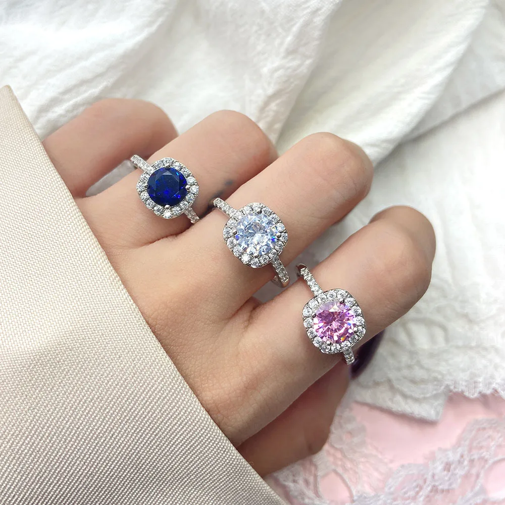 ready to ship cubic zircon 925 silver wedding gold finger Ring for women