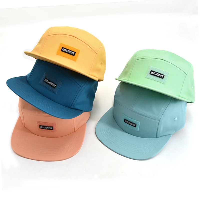 Oem Custom Design Rubber Printed Logo All Over Printing 5 Panel Camp Cap Sports Running Camper Hat Lightweight Camping Cap