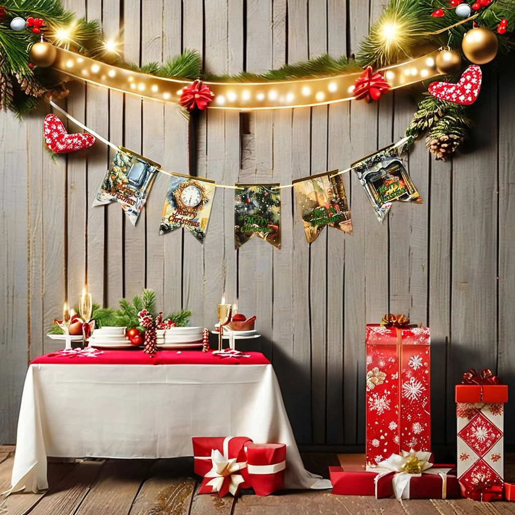 Wholesale Custom Merry Christmas Decorations Banner, Festive Hanging Flag Decorations for Fireplace Wall, Indoor Celebrations